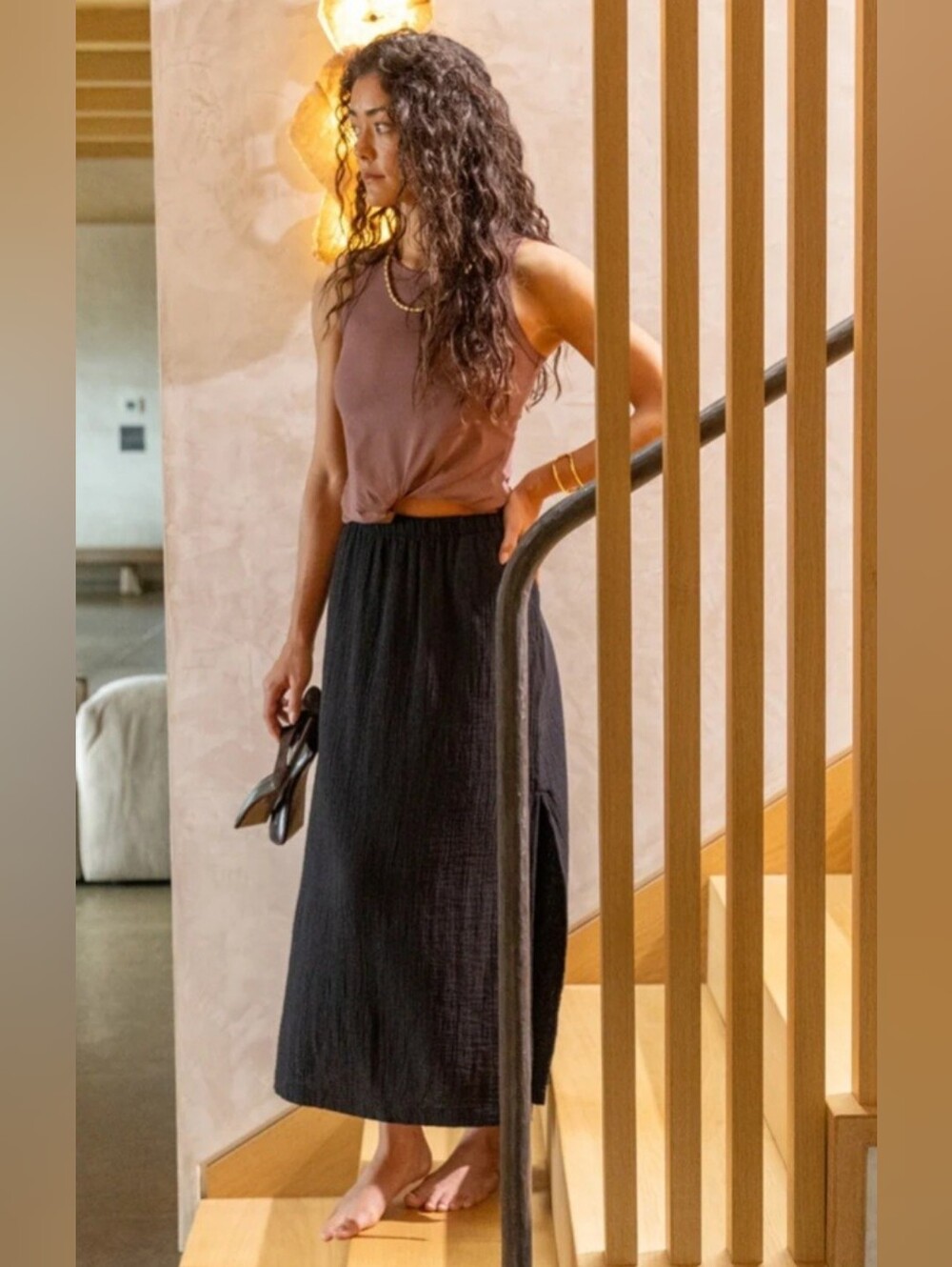 Carve Designs Black Maxi Skirt with Side Slit